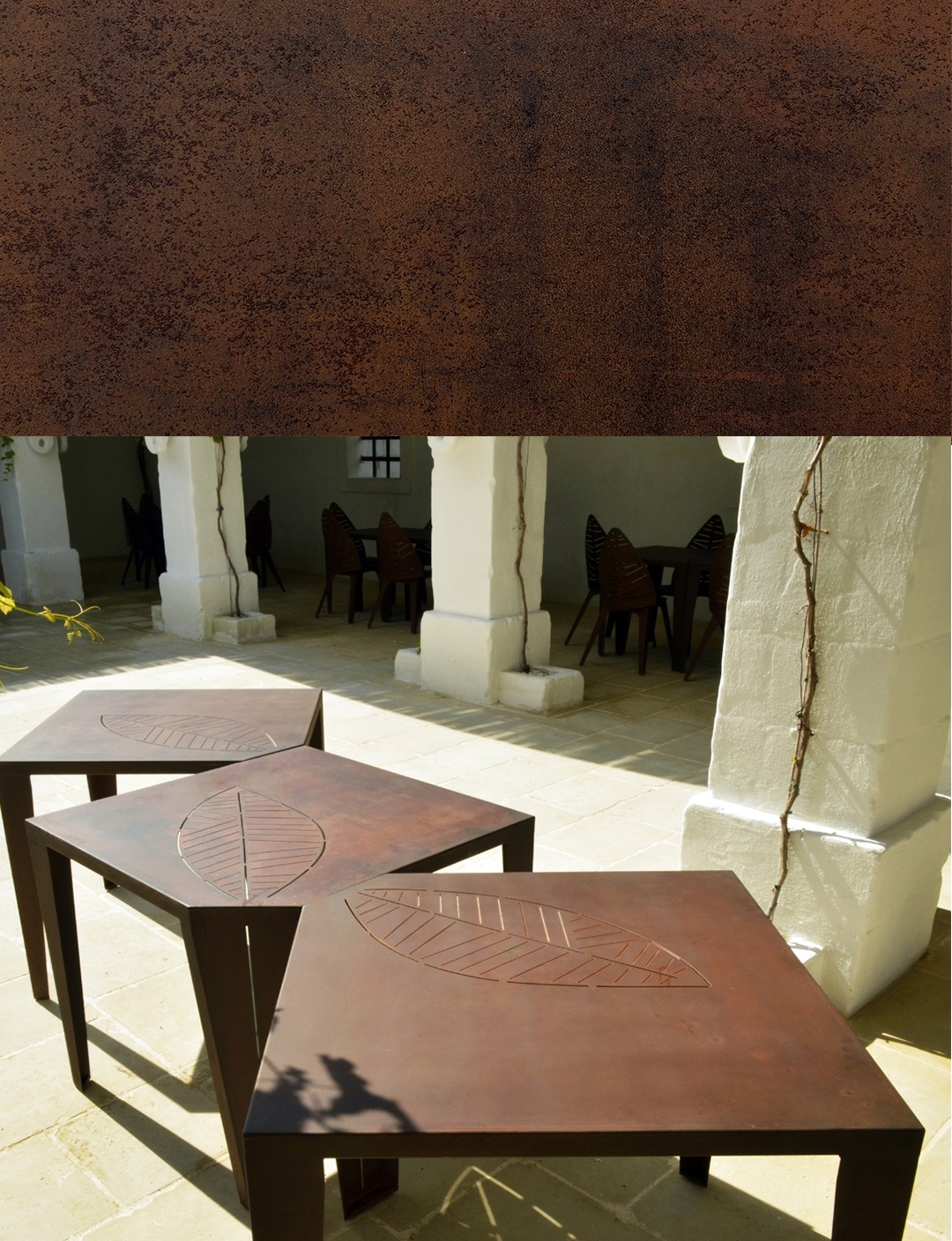 corten, arredamento, design, ottone, finiture